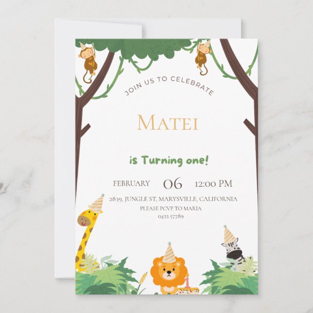 Begleiten Sie uns für ein wildes Abenteuer - Erste Einladung (Vorderseite)