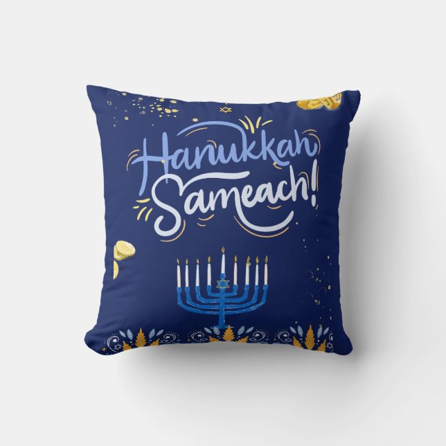 Begleiten Sie uns für eine fröhliche Hanukkah-Feie Kissen (Vorderseite)