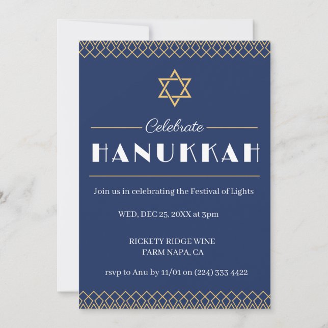 Begleiten Sie uns zu einer fröhlichen Hanukkah-Fei Einladung (Vorderseite)