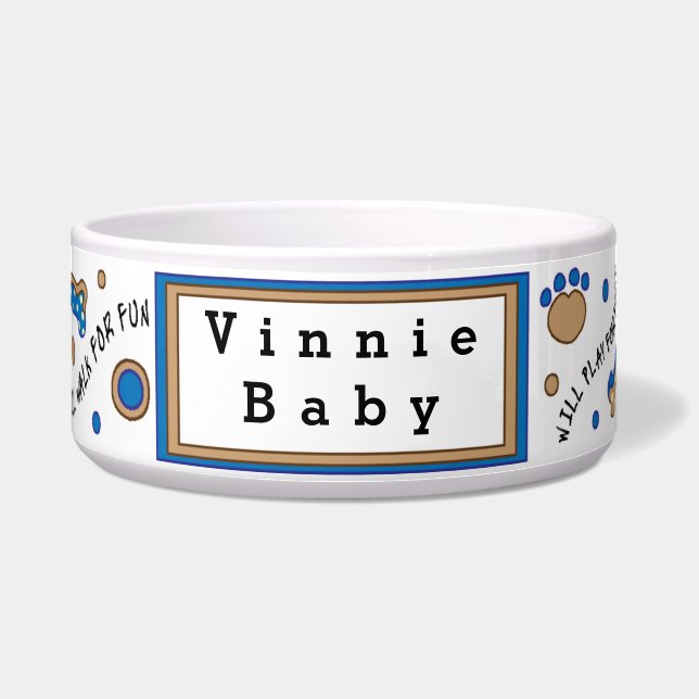 Begleiter DOG Blue Bowl groß "Will Play for Food" Napf (Vorderseite)