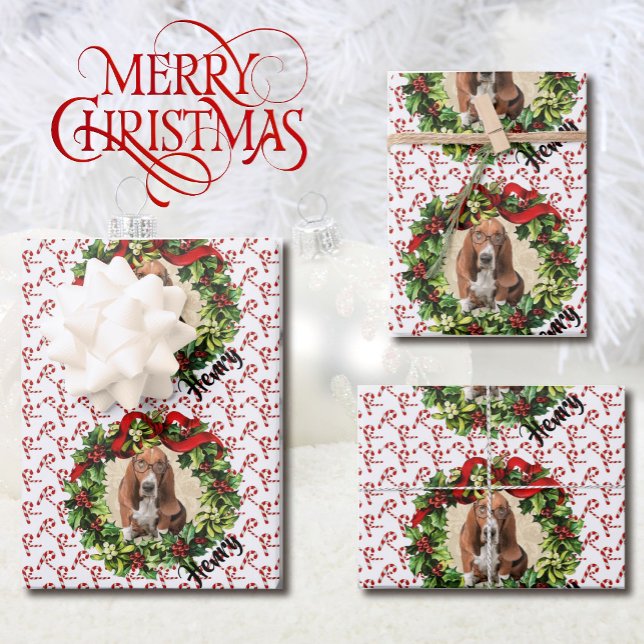 Begleiter Mutter Weihnachts-Foto Dog Wrapping Papi Geschenkpapier Set (Von Creator hochgeladen)