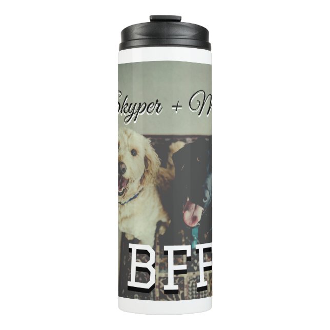 Begleithelfer tragen den Namen Foto Tier Liebe hin Thermosbecher (Vorderseite)