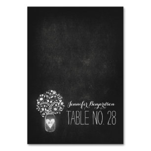 Begleitkarten Platzkarten Chalkboard Mason Glas Tischnummer