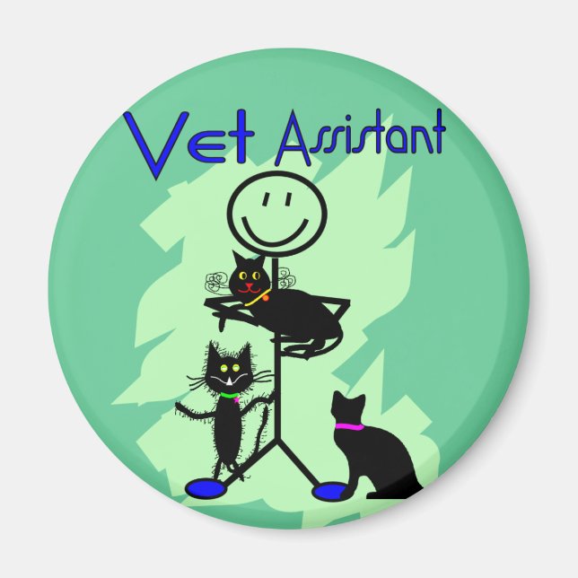 Begleitpersonal mit schwarzen Katzen Magnet (Vorne)