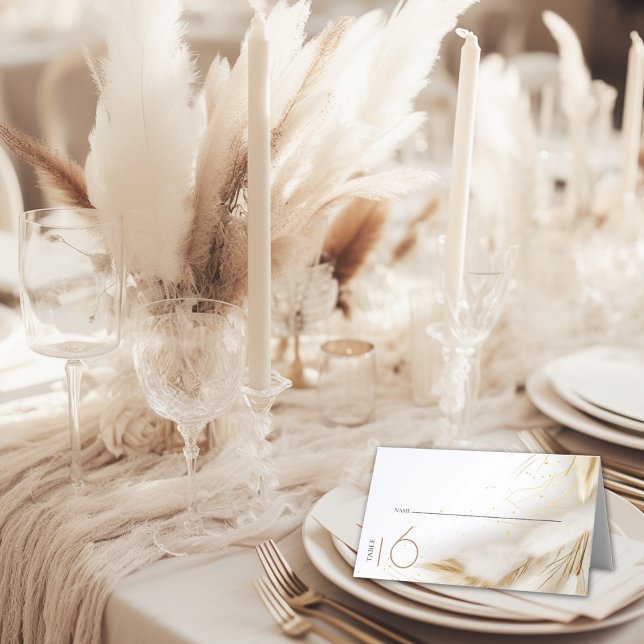 Begleitung | Elegante Bohemische Goldpampas Platzkarte (Von Creator hochgeladen)