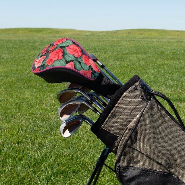 Begonia rosa Blume Golf Headcover (In SItu)
