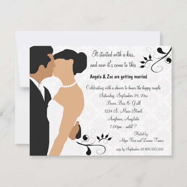 Begonnen mit einem Kuss-ethnischen Brautparty Einladung (Vorderseite)