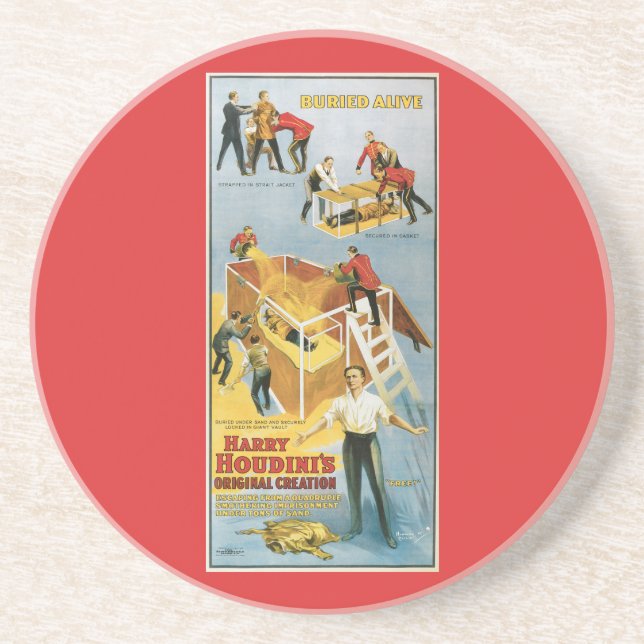 Begrabenes lebendiges Vintages Magier-Plakat Getränkeuntersetzer (Vorne)