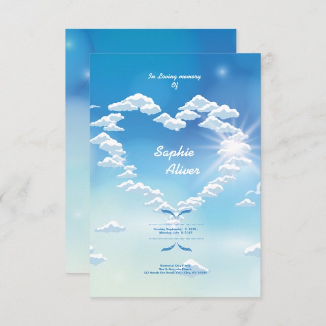 Begräbnis- Erinnerungsgebets-Karte Einladung (Vorne/Hinten)