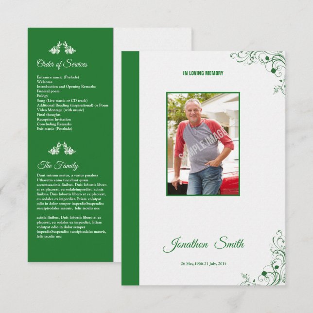 Begräbnis- Programm-Erinnerungskarte Einladung (Vorne/Hinten)