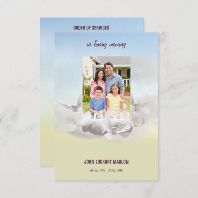 Begräbnis- Programm-Erinnerungskarte Einladung (Vorne/Hinten)