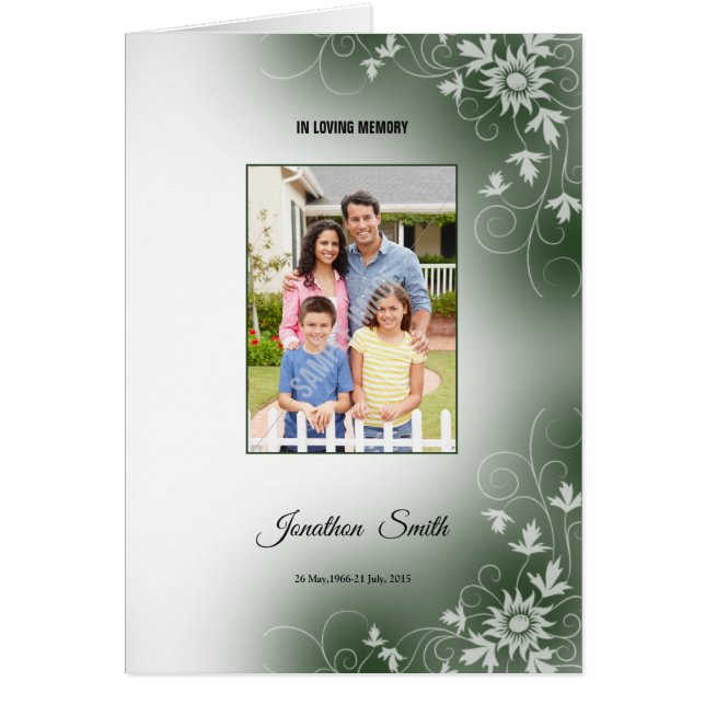 Begräbnis- Programm-Erinnerungsschablone (Vorne)