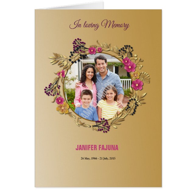 Begräbnis- Programm-Erinnerungsschablone (Vorne)