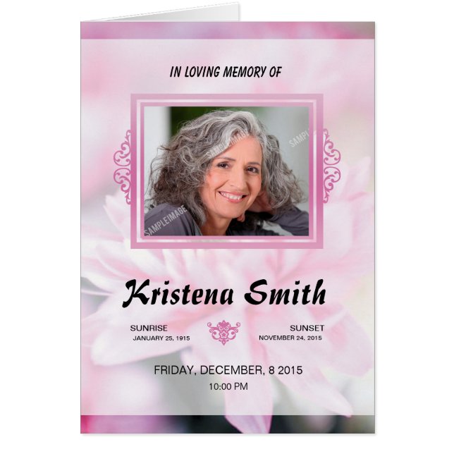 Begräbnis- Programm-Erinnerungsschablone (Vorne)