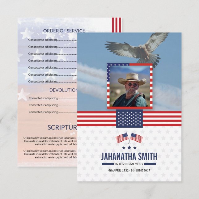 Begräbnis- Programm-Schablone für Militärarmee Einladung (Vorne/Hinten)