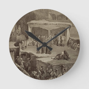 Begräbnis- Zeremonie in den Ruinen bei Akhaltchi, Runde Wanduhr