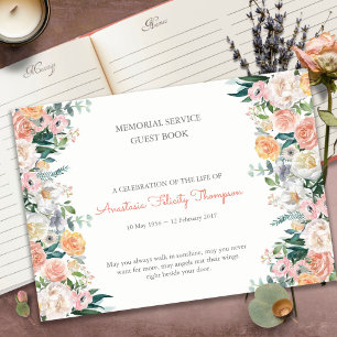 Begräbnisgastbuch Aquarellfarbene Rose 1 Gästebuch