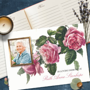 Begräbnisgastbuch Rose für antiken Tee Gästebuch
