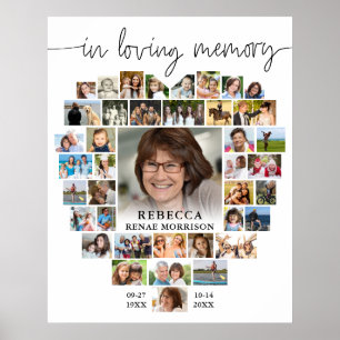 Begräbnisherz 40 Foto Collage Script im Gedächtnis Poster