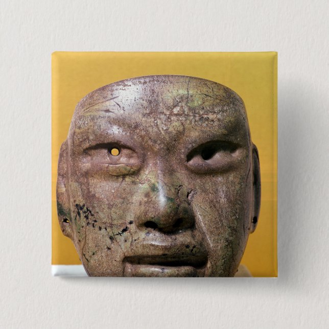 Begräbnismaske, Olmec, von Mexiko Button (Vorderseite)