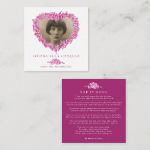 Begräbnisnots sie ist gegangen Gedicht pink Mitteilungskarte