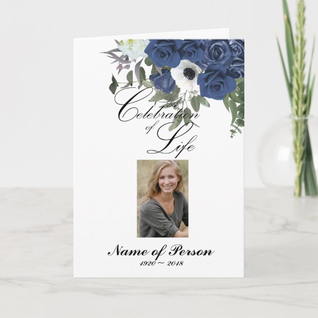 Begräbnisprogramm für Blaue Rose Programm (Vorderseite)