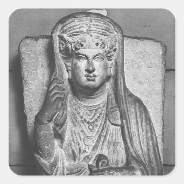 Begräbnisrelief einer weiblichen Figur aus Palmyra Quadratischer Aufkleber (Vorderseite)