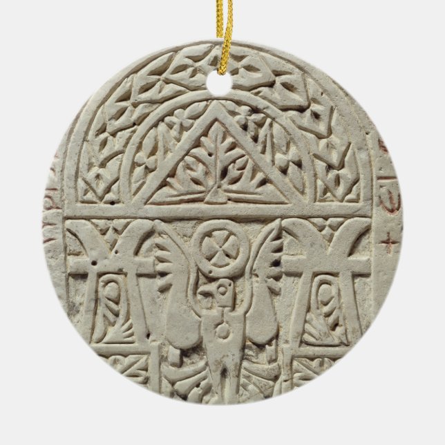 Begräbnisstela mit einer Taube oder einem Adler, Keramik Ornament (Vorne)