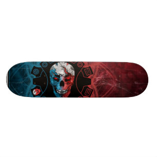 BEGRENZTE AUSGABE: Blauer u. roter Schädel Skateboard