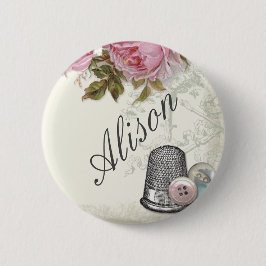 Begriffe ELFENBEIN nähend, nennen Sie Abzeichen Button