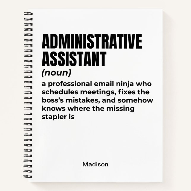 Begriffsbestimmung für "Funny Administrative Assis Notizbuch (Vorderseite)