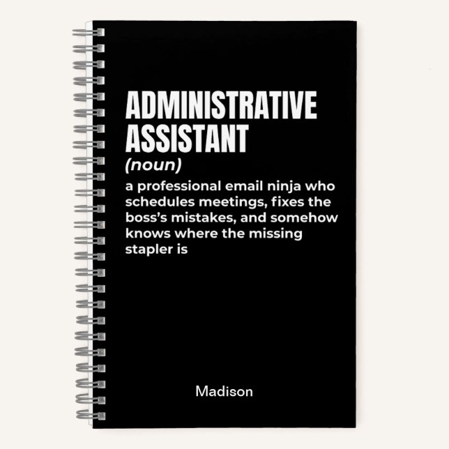 Begriffsbestimmung für "Funny Administrative Assis Notizbuch (Vorderseite)