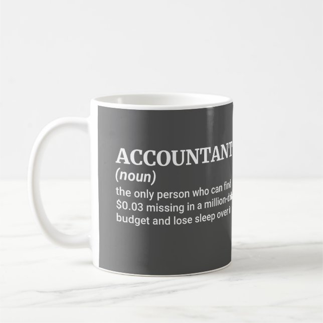 Begriffsbestimmung für "Witty Accounting" - ideale Kaffeetasse (Links)