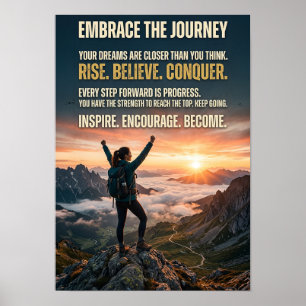 Begrüße Die Reise Motivierender Bergsonnenaufgang Poster