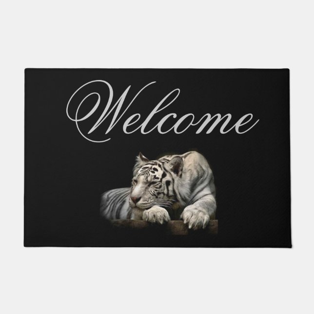 Begrüßen Sie 18" x 24" Tür-Matte/weißer Tiger Fußmatte (Vorderseite)