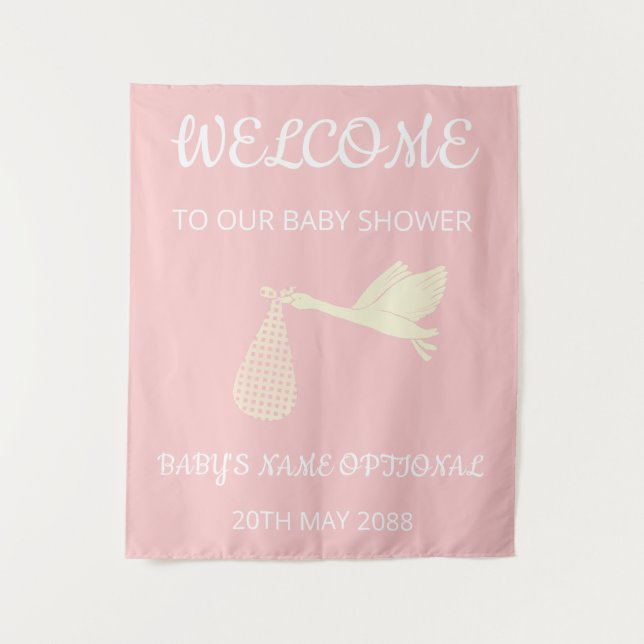 Begrüßen Sie das elegante Rosa, den weißen Text un Wandteppich (Vorderseite)