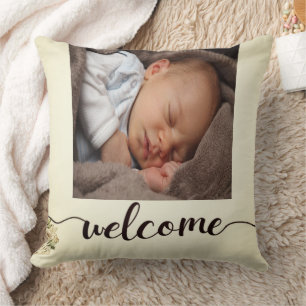 Begrüßen Sie das neue geborene Baby Custom Foto Th Kissen