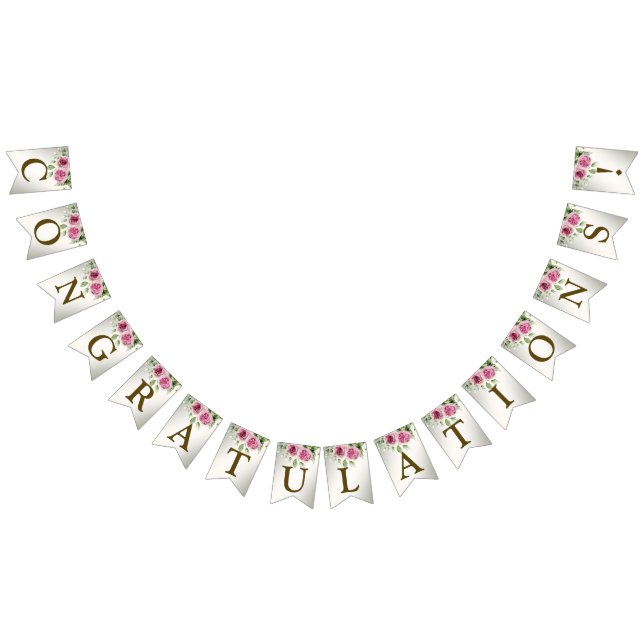 Begrüßen Sie das Party Aquarellfarbe Rosa Blumenra Wimpelkette (Alle)