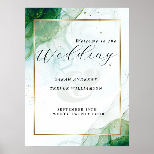 Begrüßen Sie den Kelly Green Alkohol Tinte Poster (Vorne)