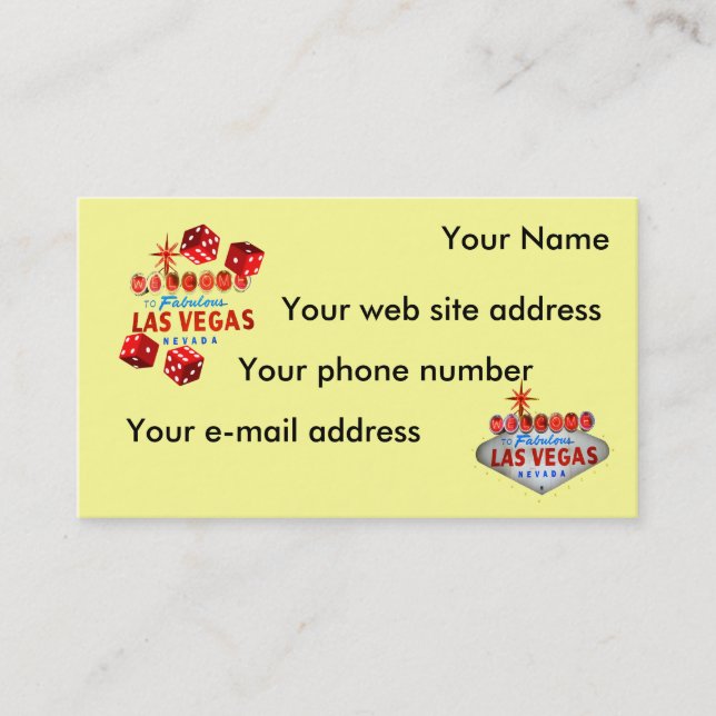 Begrüßen Sie nach Las Vegas Visitenkarte (Vorderseite)