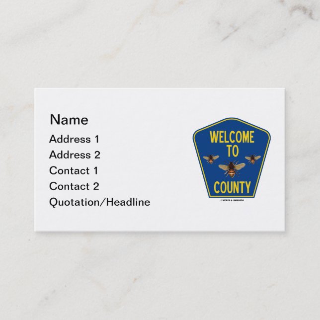 Begrüßen Sie zu den Bienen Landkreis (drei Visitenkarte (Vorderseite)