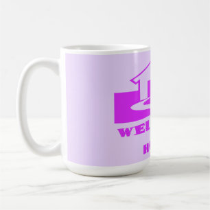 BEGRÜSSEN ZUHAUSE ZWEI SCHATTEN LILA PLUS-LOGOS KAFFEETASSE