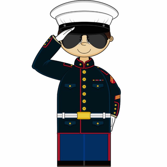 begrüßenskulptur US Marine Corp NCO Freistehende Fotoskulptur (Vorne)