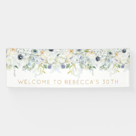 Begrüßung 30. Geburtstag Party Name Florals Blätte Banner