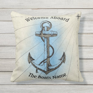 Begrüßung an Bord mit Personalisiertem Schiffsname Kissen Für Draußen