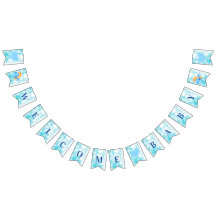 Begrüßung Baby Dusche Blau Wasserfarbe