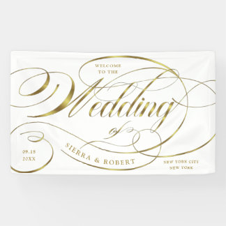 Begrüßung Begrüßung Elegantes, Gold kurvtes Script Banner