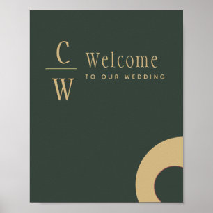 Begrüßung Begrüßung Olive Green Gold Mit Monogramm Poster