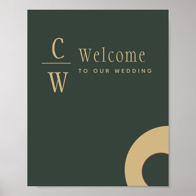 Begrüßung Begrüßung Olive Green Gold Mit Monogramm Poster (Vorne)