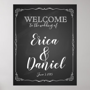 Begrüßung bei der Hochzeit der Tafel mit Druckzeic Poster